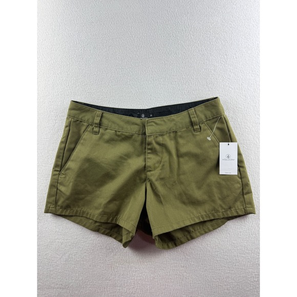 Volcom Pants - Volcom So Chickie Short Moss Green Chino Twill Skater Shorts Womens 26 B0902401